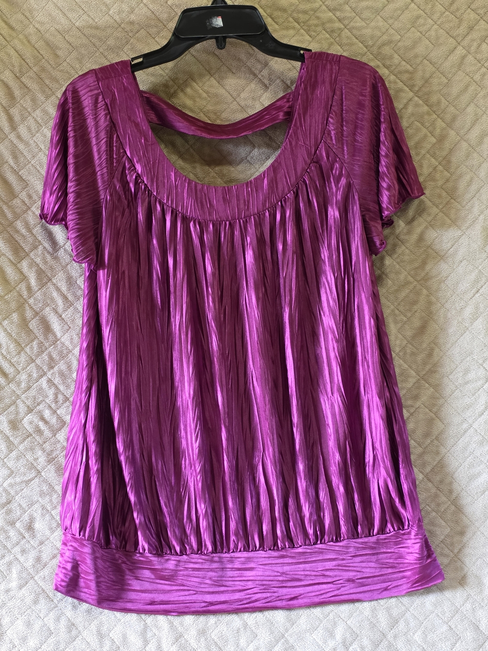 Alyx Fuchsia Pleated Short Sleeve Blouse